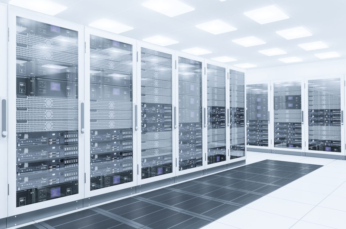 Server room. 3d rendering of data center